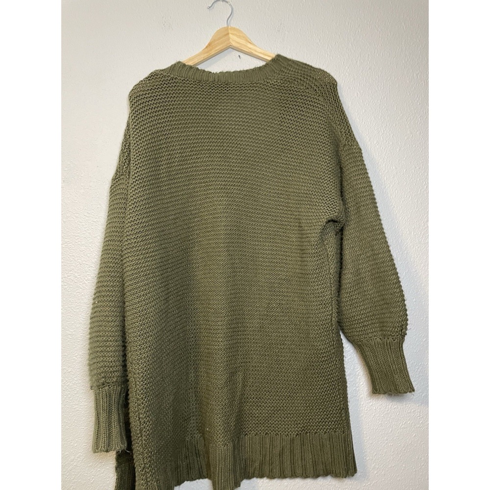 Lulus Sweater Womens Large* Green Open Front Chunky Knit Cardigan Long Sleeve - Picture 2 of 8